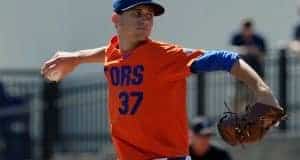 University of Florida sophomore pitcher Jackson Kowar throws against the Miami Hurricanes- Florida Gators baseball- 1280x852