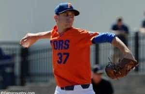 University of Florida sophomore pitcher Jackson Kowar throws against the Miami Hurricanes- Florida Gators baseball- 1280x852