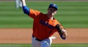 University of Florida sophomore pitcher Michael Byrne delivers a pitch against Miami- Florida Gators baseball- 1280x852