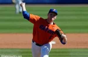 University of Florida sophomore pitcher Michael Byrne delivers a pitch against Miami- Florida Gators baseball- 1280x852