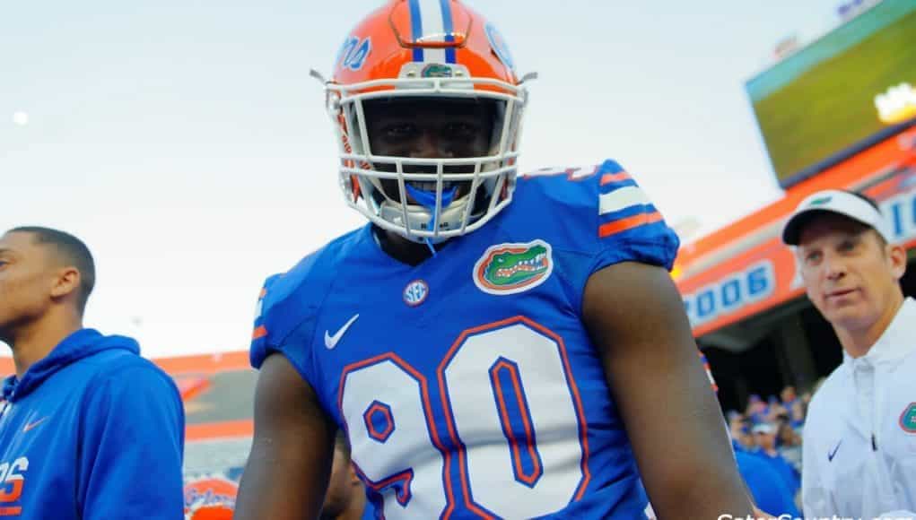 Florida Gators defensive end Antonneous Clayton at the spring game in 2017- 1280x852