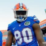 Florida Gators defensive end Antonneous Clayton at the spring game in 2017- 1280x852