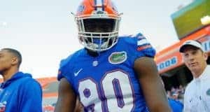 Florida Gators defensive end Antonneous Clayton at the spring game in 2017- 1280x852