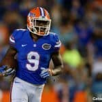Florida Gators receiver Dre Massey runs in the Orange and Blue game in 2017- 1280x853