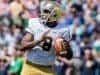 Apr 16, 2016; South Bend, IN, USA; Notre Dame Fighting Irish quarterback Malik Zaire (8) looks to throw in the first quarter of the Blue-Gold Game at Notre Dame Stadium. The Blue team defeated the Gold team 17-7. Mandatory Credit: Matt Cashore-USA TODAY Sports