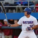 University of Florida freshman Keenan Bell gets set in the box during a game against the Florida State Seminoles- Florida Gators baseball- 1280x852