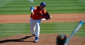 University of Florida pitcher Michael Byrne delivers to the plate in a win over the Miami Hurricanes- Florida Gators baseball- 1280x852