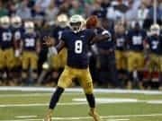 Sep 5, 2015; South Bend, IN, USA; Notre Dame Fighting Irish quarterback Malik Zaire (8) throws a pass against the Texas Longhorns at Notre Dame Stadium. Mandatory Credit: Brian Spurlock-USA TODAY Sports