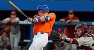 University of Florida catcher Mark Kolozsvary singles in a win over the South Carolina Gamecocks- Florida Gators baseball- 1280x852