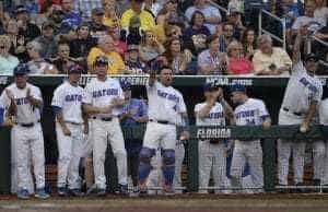 Florida Gators celebrate against LSU in the CWS finals- 1280x761