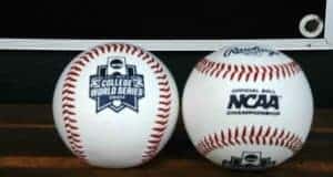 Official game balls for the 2017 College World Series sitting in the Florida Gators dugout- Florida Gators baseball- 1280x850