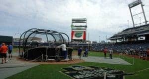 The Florida Gators take batting practice at TD Ameritrade Park before the start of the 2017 College World Series- Florida Gators baseball- 1280x852