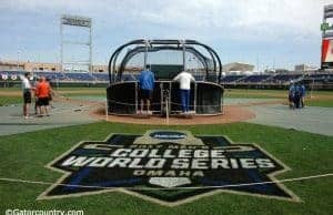 The University of Florida Gators baseball team takes the field at TD Ameritrade Park in Omaha, Nebraska for practice at the College World Series- Florida Gators baseball- 1280x850