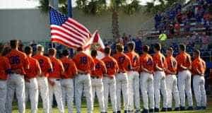 The University of Florida baseball team honors service men and women during its Salute the Troops game against South Carolina- Florida Gators baseball- 1280x852