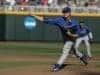Jun 20, 2017; Omaha, NE, USA; Florida Gators pitcher Brady Singer (51) throws agains the Louisville Cardinals in the first inning at TD Ameritrade Park Omaha. Mandatory Credit: Bruce Thorson-USA TODAY Sports