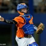 University of Florida catcher Mark Kolozsvary fires a baseball to first against South Carolina- Florida Gators baseball- 1280x852