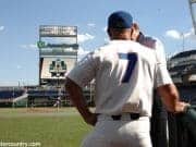 University of Florida head coach Kevin O’Sullivan does an interview on the field before the Florida Gators game against TCU- Florida Gators baseball- 1280x850