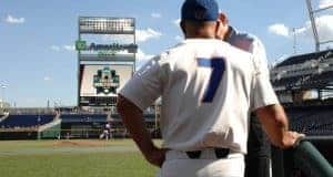 University of Florida head coach Kevin O’Sullivan does an interview on the field before the Florida Gators game against TCU- Florida Gators baseball- 1280x850