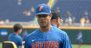 University of Florida outfielder Nelson Maldonado walks off the field after practice at TD Ameritrade Park for the College World Series- Florida Gators baseball- 1280x850