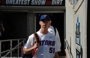 University of Florida pitcher Brady Singer walks into TD Ameritrade before the Florida Gators first game against TCU- Florida Gators baseball- 1280x850