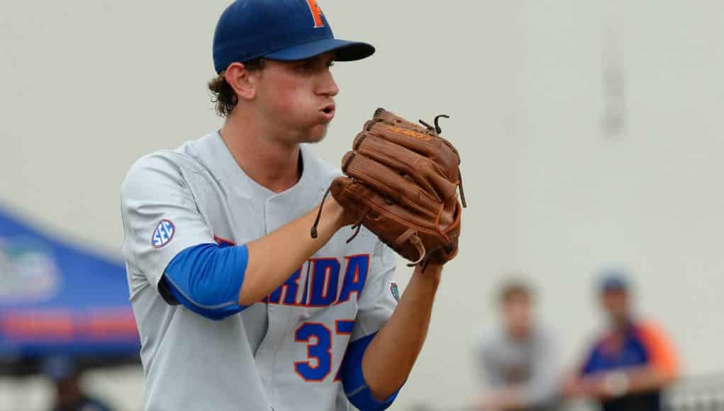 University of Florida pitcher Jackson Kowar on the mound during the 2017 Gainesville Super Regional vs. Wake Forest- Florida Gators baseball- 1280x852