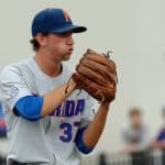 University of Florida pitcher Jackson Kowar on the mound during the 2017 Gainesville Super Regional vs. Wake Forest- Florida Gators baseball- 1280x852
