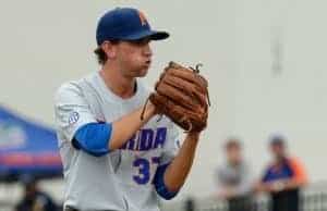 University of Florida pitcher Jackson Kowar on the mound during the 2017 Gainesville Super Regional vs. Wake Forest- Florida Gators baseball- 1280x852