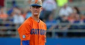University of Florida sophomore pitcher Brady Singer walks off the mound in a loss to South Carolina- Florida Gators baseball- 1280x852