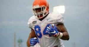 University of Florida tight end Camrin Knight goes through a practice during spring football camp in 2016- Florida Gators football- 1280x852