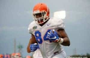 University of Florida tight end Camrin Knight goes through a practice during spring football camp in 2016- Florida Gators football- 1280x852