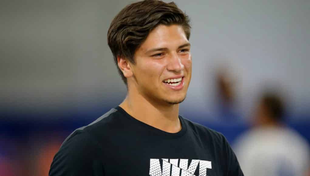 Quarterback Matt Corral watching Friday Night Lights from the sidelines while on an unofficial visit to UF- Florida Gators recruiting- 1280x852