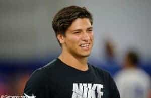 Quarterback Matt Corral watching Friday Night Lights from the sidelines while on an unofficial visit to UF- Florida Gators recruiting- 1280x852