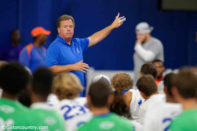 University of Florida head football coach Jim McElwain talks to campers at Friday Night Lights 2017- Florida Gators recruiting- 1280-x852