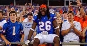 University of Florida safety Marcell Harris celebrates with fans after the Florida Gators 2016 win over the Georgia Bulldogs- Florida Gators football- 1280x852