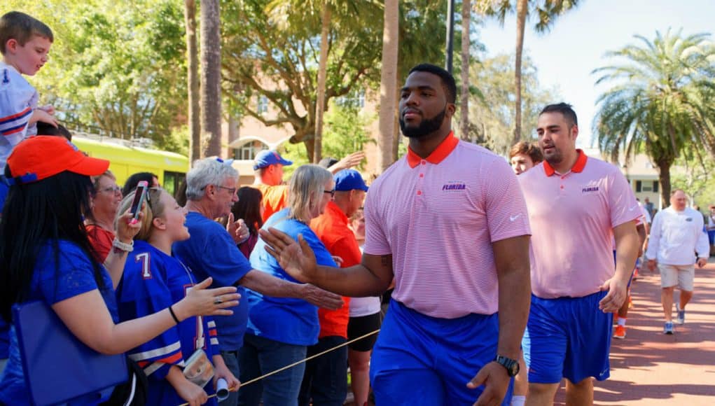 Florida Gators offensive lineman Martez Ivey at Gator Walk in 2016-1280x855