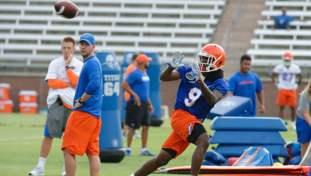 Florida Gators receiver Dre Massey at fall practice in 2017- 1280x853