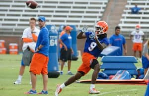 Florida Gators receiver Dre Massey at fall practice in 2017- 1280x853