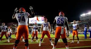 The Florida Gators are betting on offensive line The Florida Gators offensive line warms up before their 2016 matchup against the Florida State Seminoles in Tallahassee- Florida Gators football-1280x854