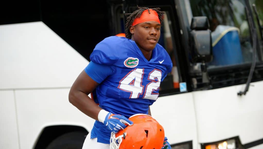 University of Florida defensive lineman Jordan Smith walking into the Dizney practice facility for fall camp in 2016- Florida Gators football- 1280x852