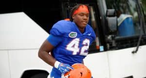 University of Florida defensive lineman Jordan Smith walking into the Dizney practice facility for fall camp in 2016- Florida Gators football- 1280x852