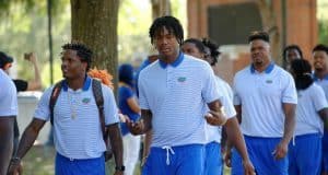 Seven Florida Gators suspended University of Florida football players Antonio Callaway and Jordan Smith during Gator Walk before the 2017 Orange and Blue Debut- Florida Gators football- 1280x852