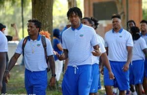 University of Florida football players Antonio Callaway and Jordan Smith during Gator Walk before the 2017 Orange and Blue Debut- Florida Gators football- 1280x852