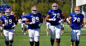 University of Florida offensive linemen going through the flex period of 2016 spring practice- Florida Gators football- 1280x855
