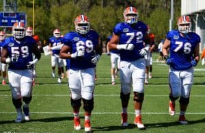 University of Florida offensive linemen going through the flex period of 2016 spring practice- Florida Gators football- 1280x855