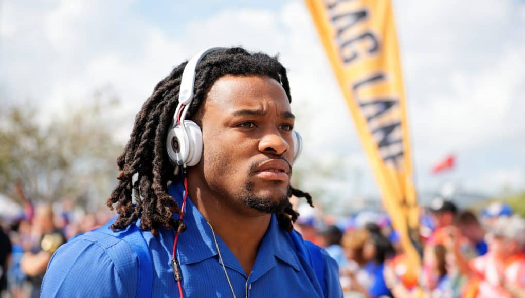 University of Florida running back Jordan Scarlett walks into EverBank Stadium before the Florida Gators game against Georgia- Florida Gators football- 1280x854