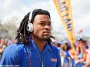 University of Florida running back Jordan Scarlett walks into EverBank Stadium before the Florida Gators game against Georgia- Florida Gators football- 1280x854