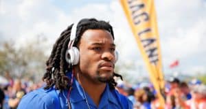 University of Florida running back Jordan Scarlett walks into EverBank Stadium before the Florida Gators game against Georgia- Florida Gators football- 1280x854