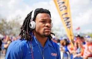 University of Florida running back Jordan Scarlett walks into EverBank Stadium before the Florida Gators game against Georgia- Florida Gators football- 1280x854