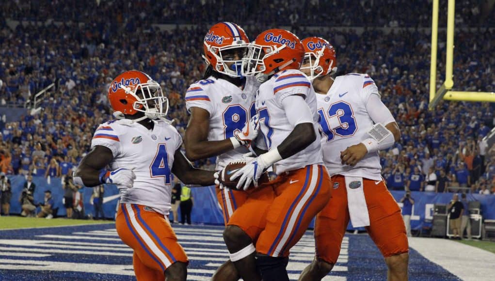 Florida Gators celebrate in the endzone against Kentucky- 1280x962