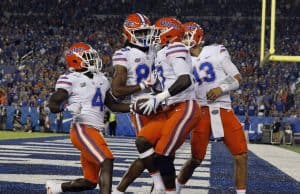 Florida Gators celebrate in the endzone against Kentucky- 1280x962